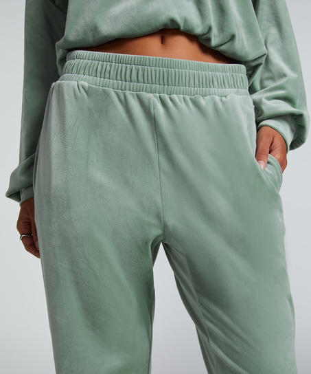 Petite Velours Jogging Pants, Green