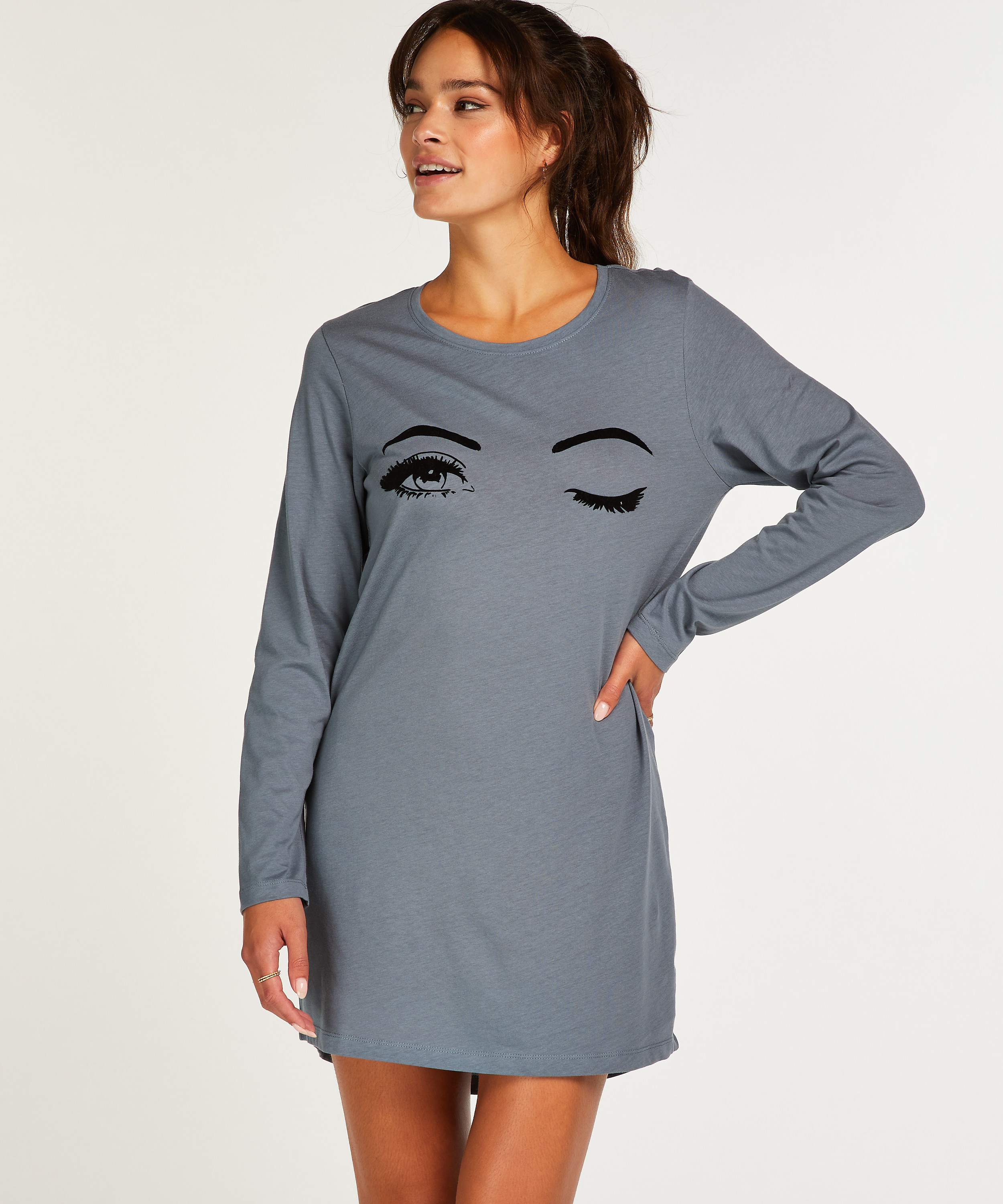 Round Neck Nightshirt, Blue, main