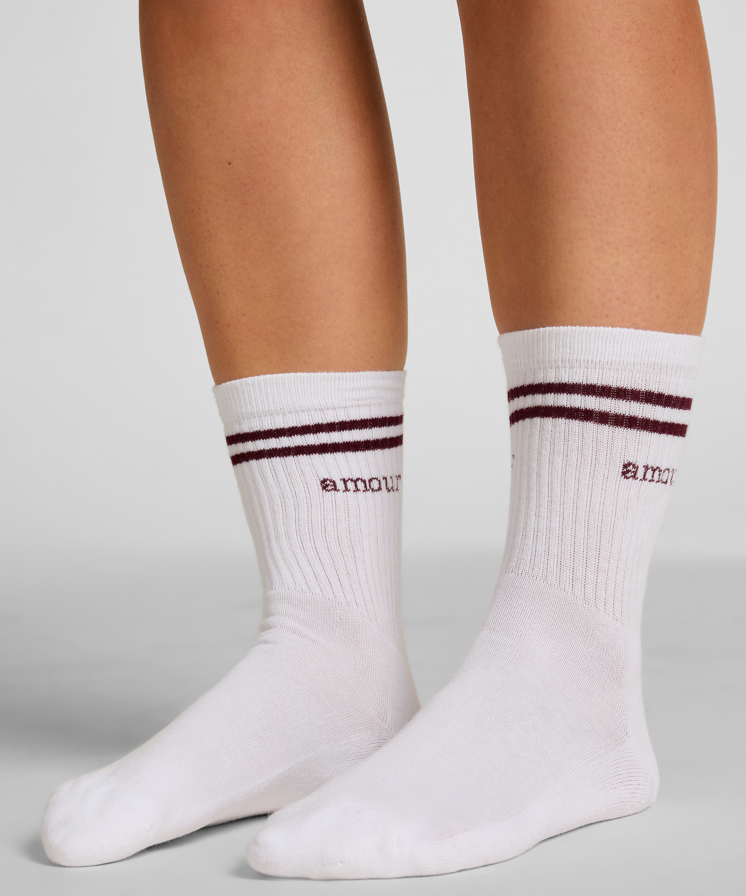 Cotton Crew Socks, White, main