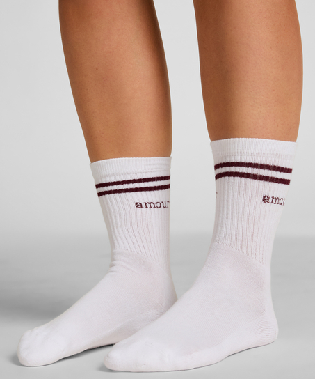 Cotton Crew Socks, White
