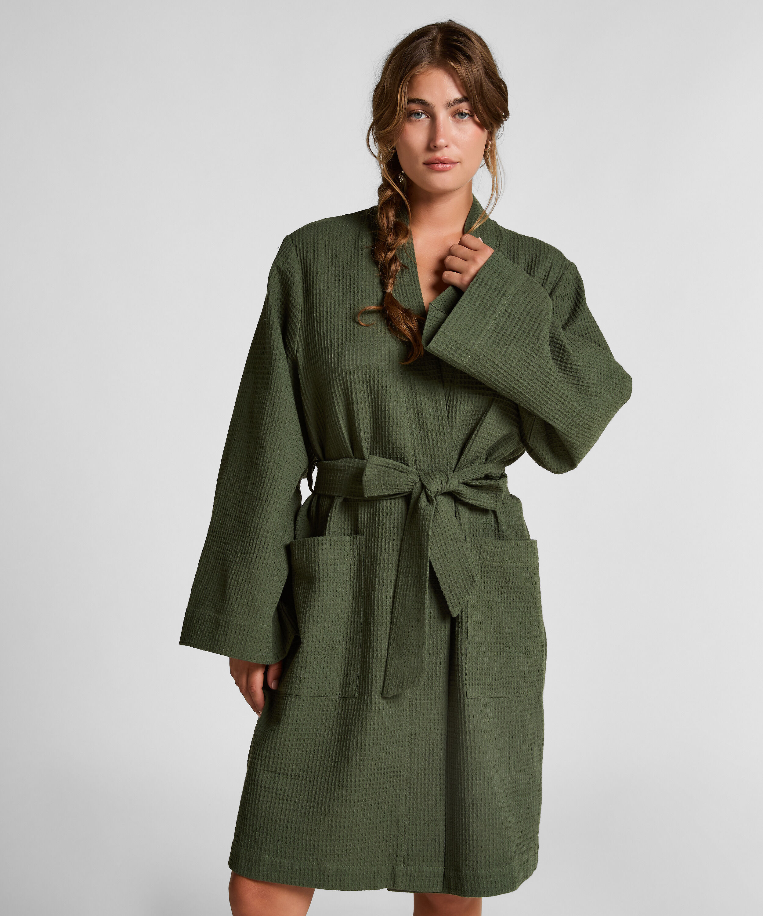 Waffle Bathrobe, Green