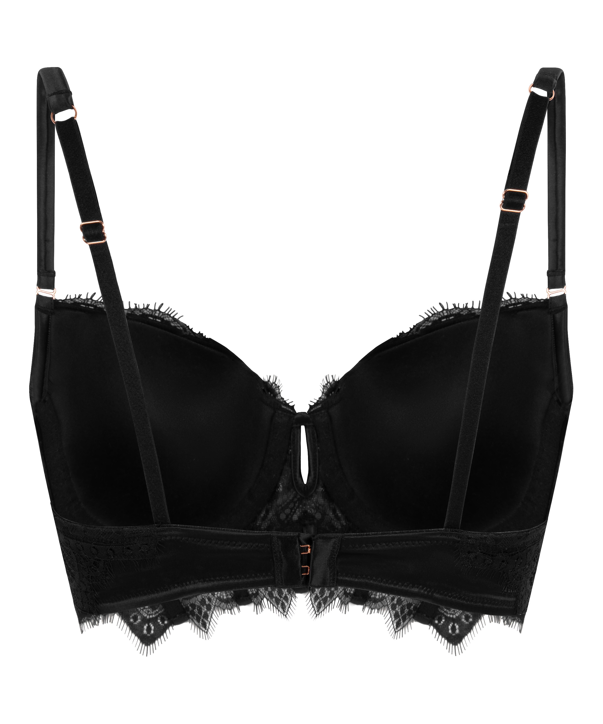 Zoe Padded Longline Underwired Bra, Black, main