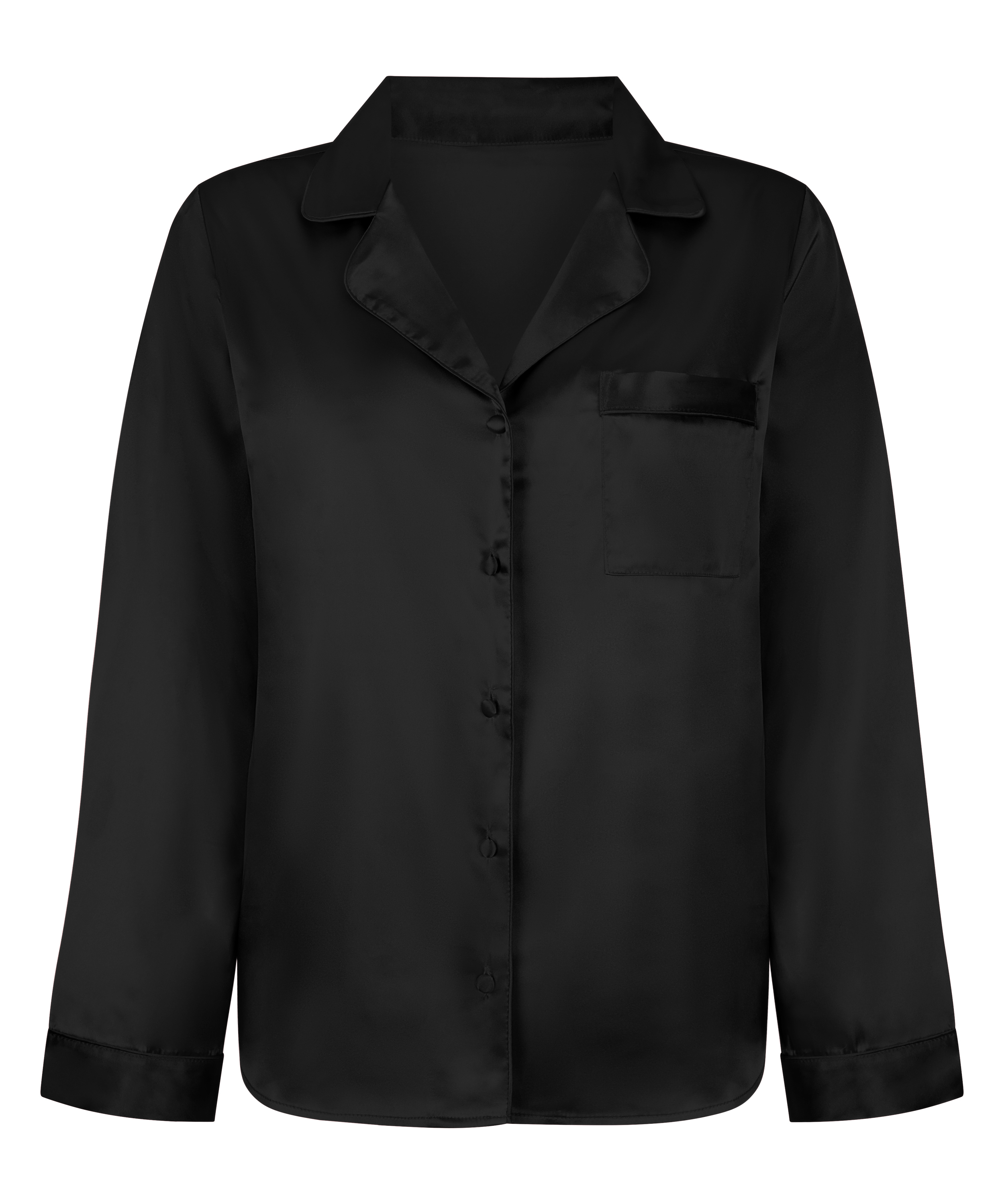 Satin Long-Sleeved Jacket, Black, main