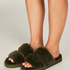 Fake Fur Slippers, Green