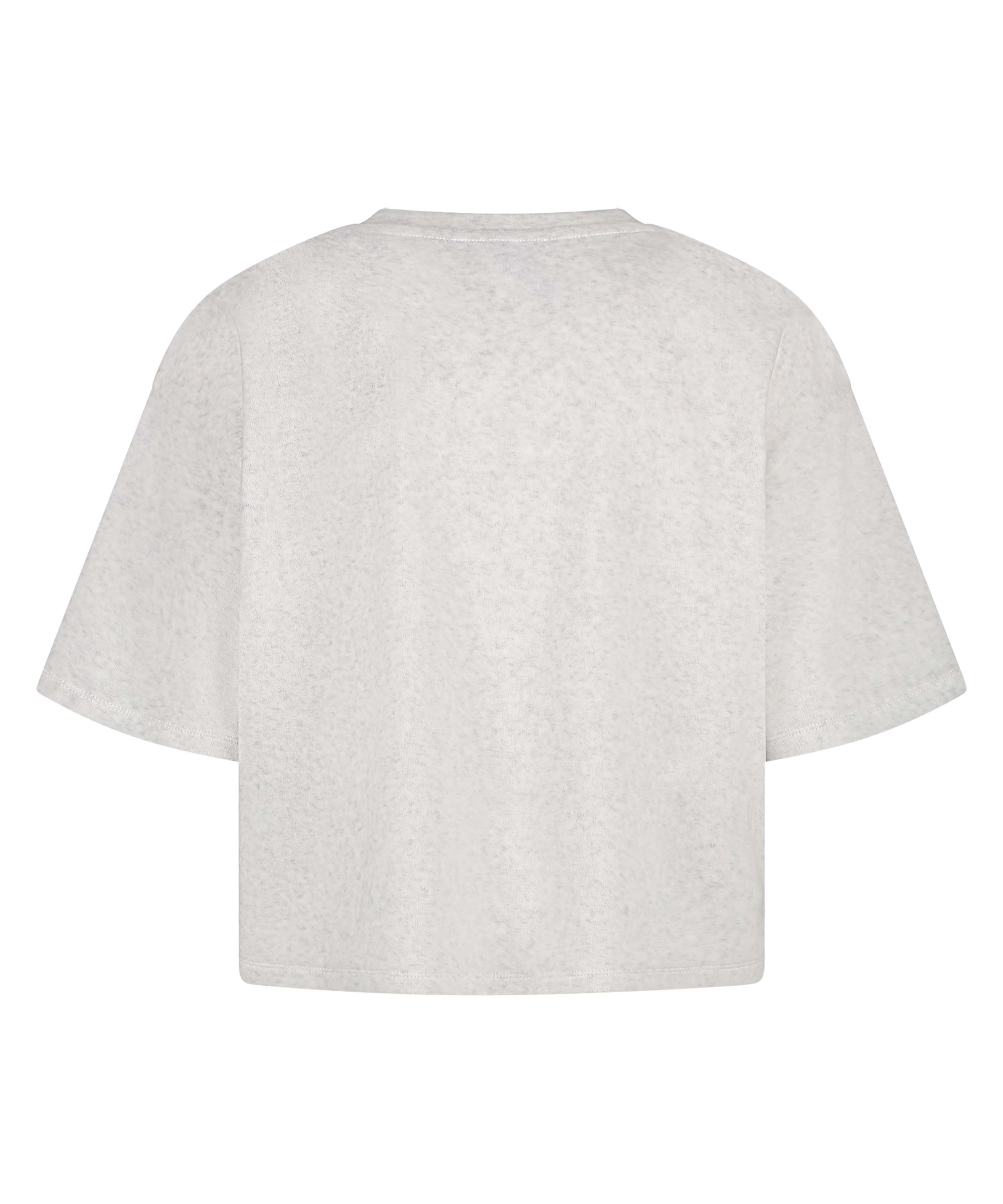 Short-sleeve velours top, Grey, main