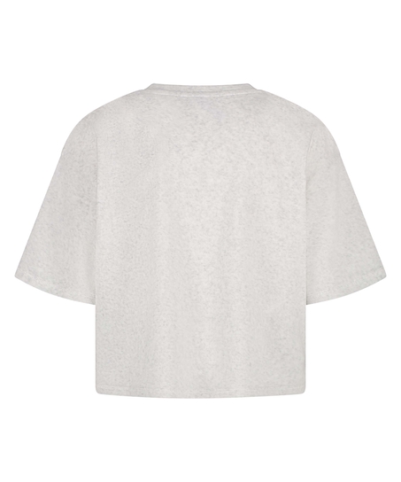 Short-sleeve velours top, Grey