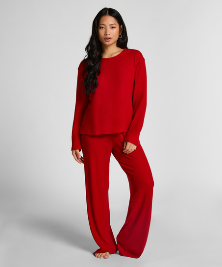 Jersey Long-Sleeved Pyjama Top, Red