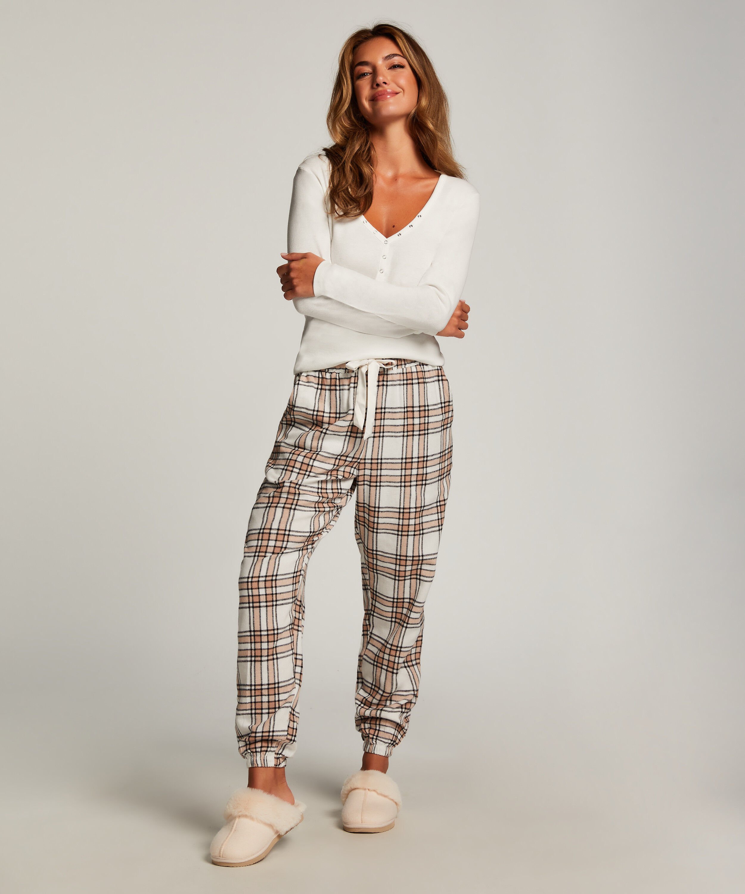 Flannel Pyjama Pants, Beige