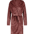 Short Fleece Ribbed Bathrobe, Purple