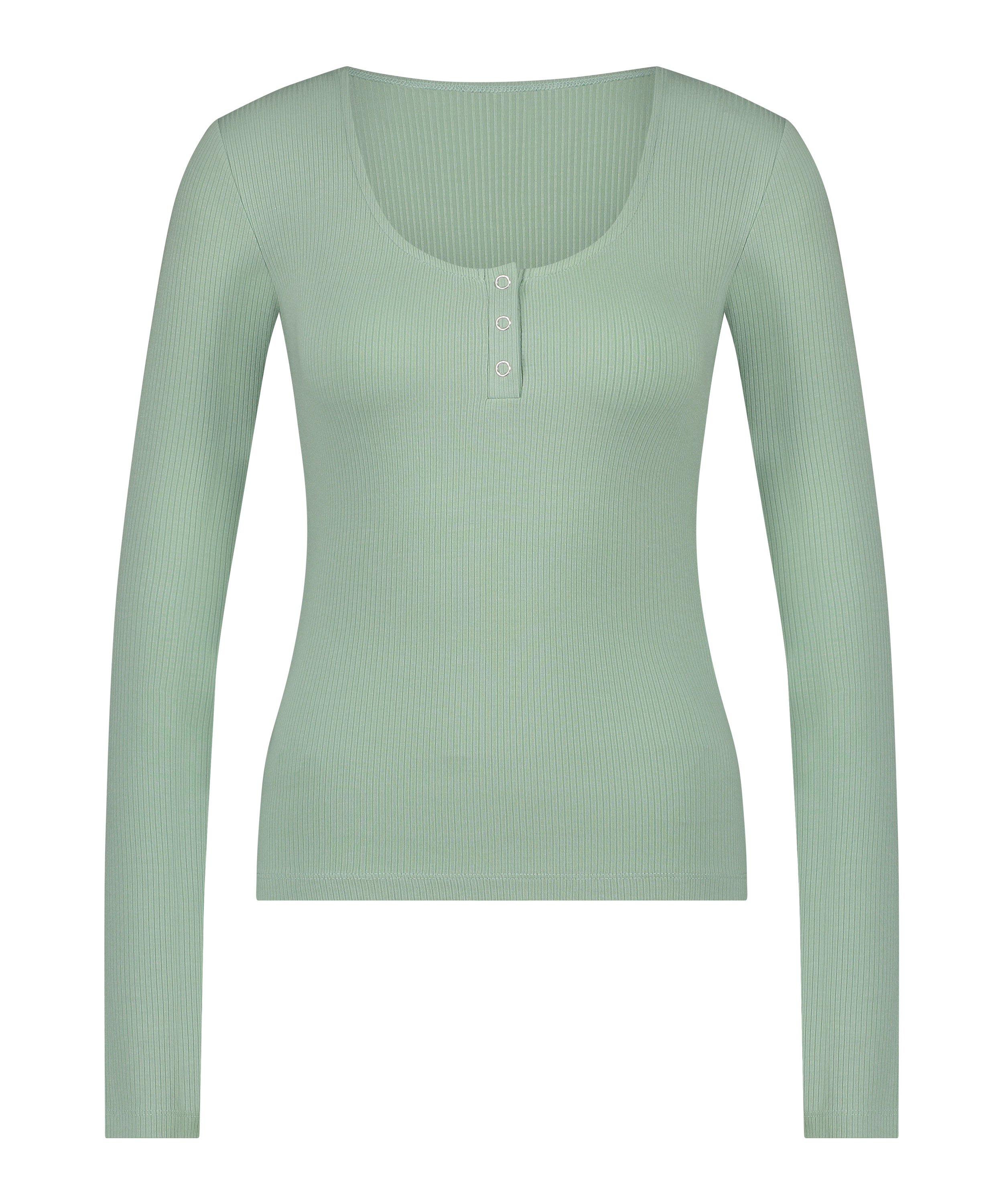 Ribbed Pyjama Top, Green, main