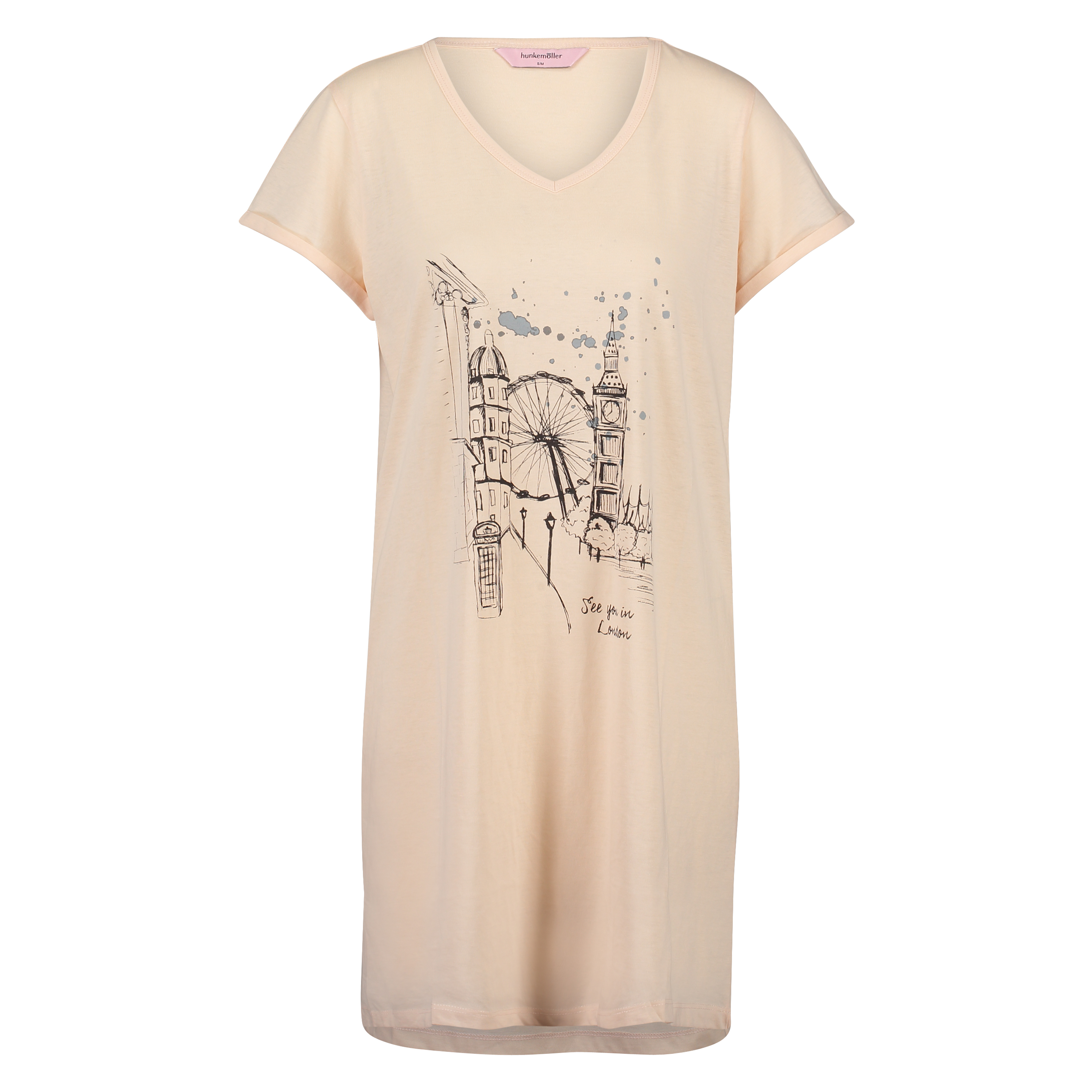 Nightshirt V-neck, Pink, main