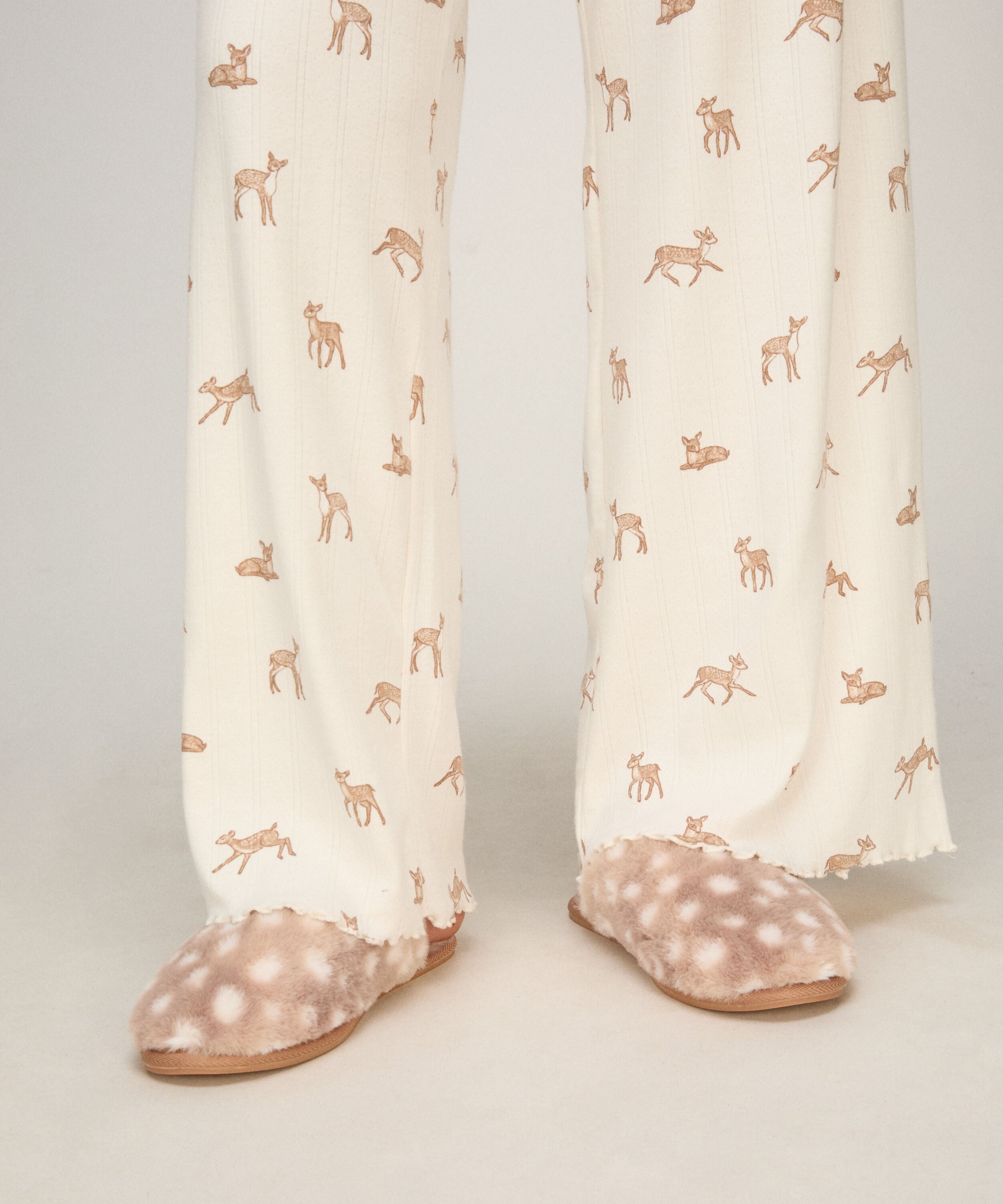 Slippers Deer Faux Fur, Brown Slippers Deer Faux Fur, Brown
