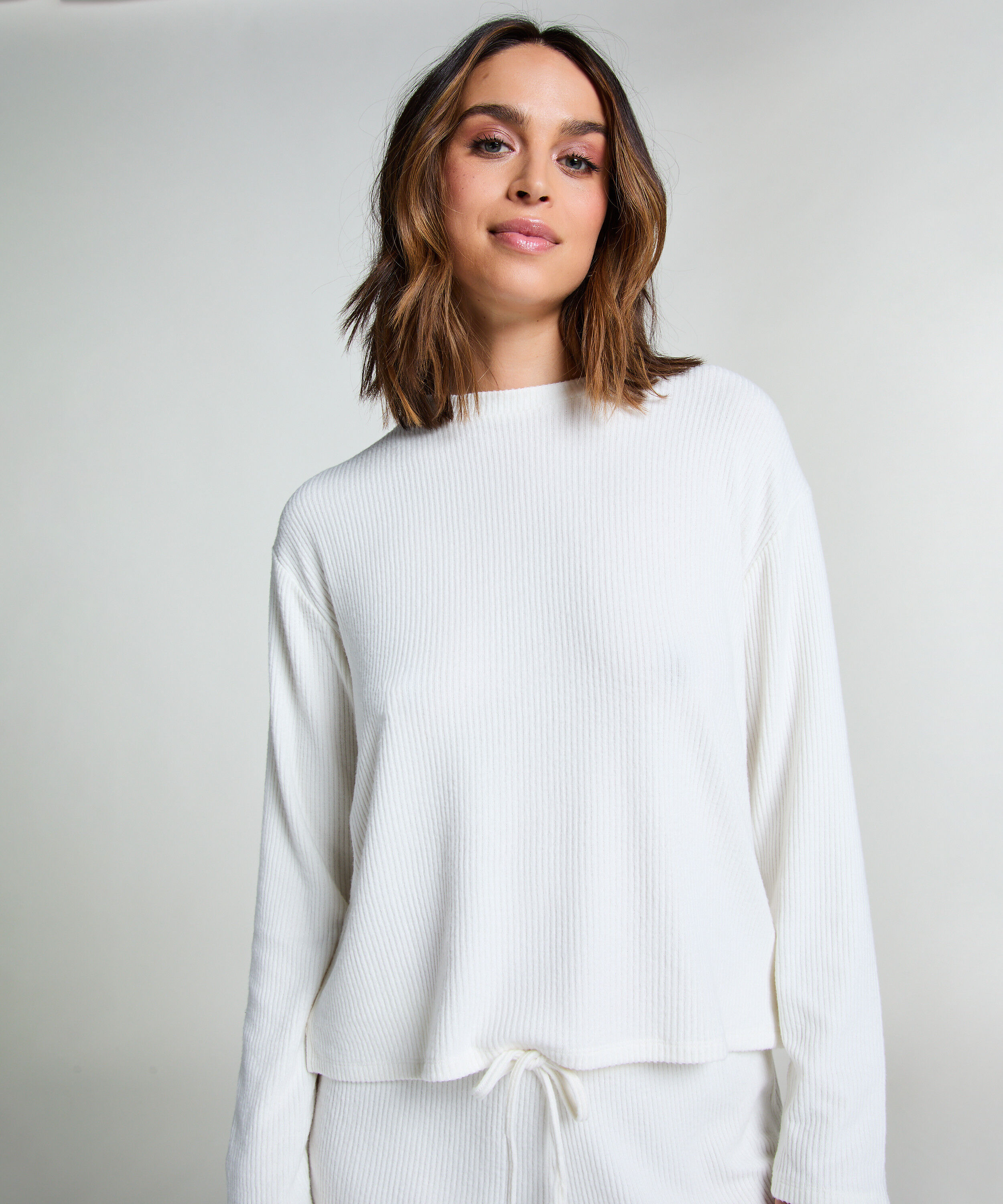 Long-sleeved Knitted Ribbed Pyjama Top