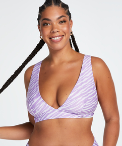 Zebra triangle bikini top, Purple