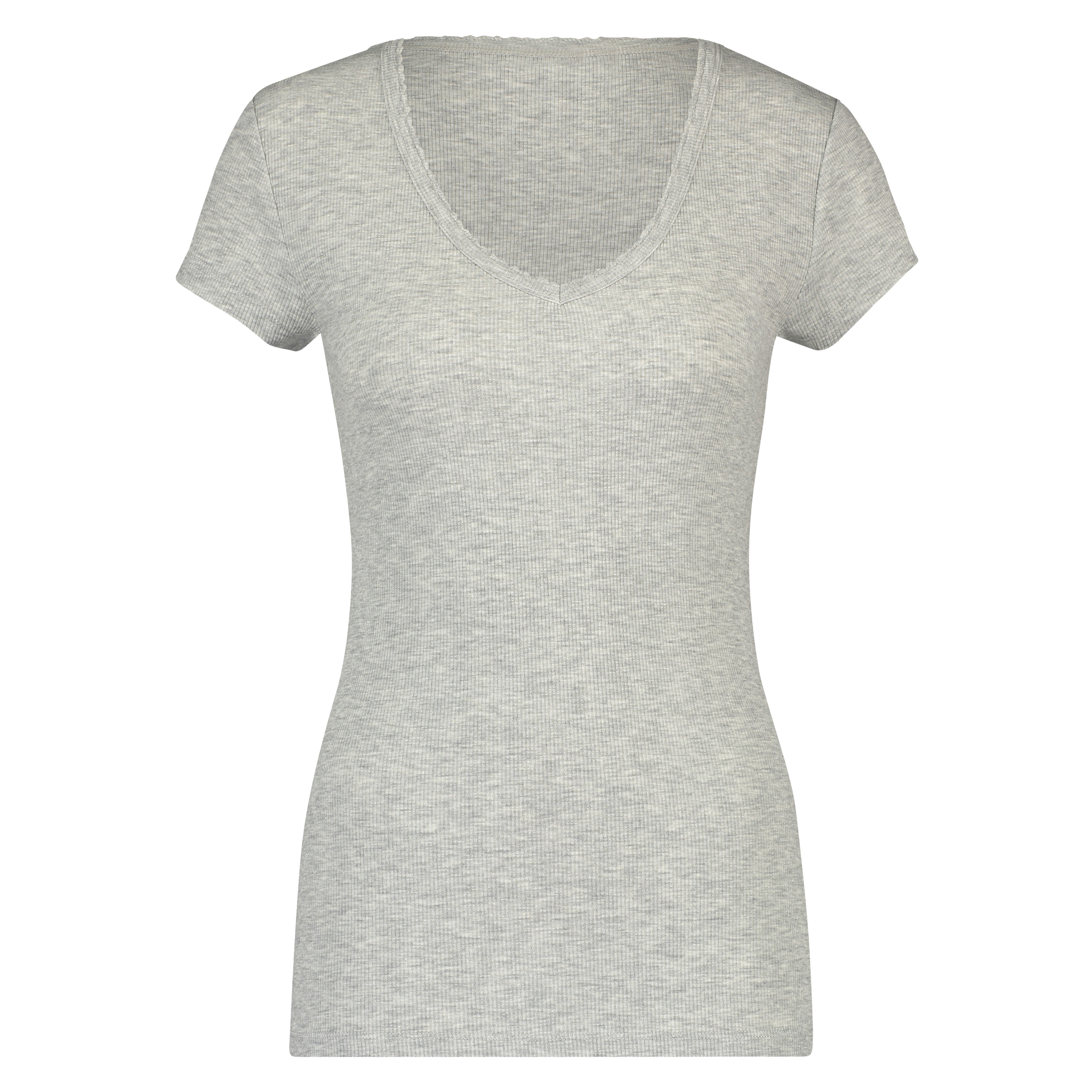 Short sleeve rib pyjama top., Grey, main