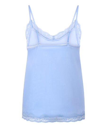 Velours Lace Cami Top, Blue