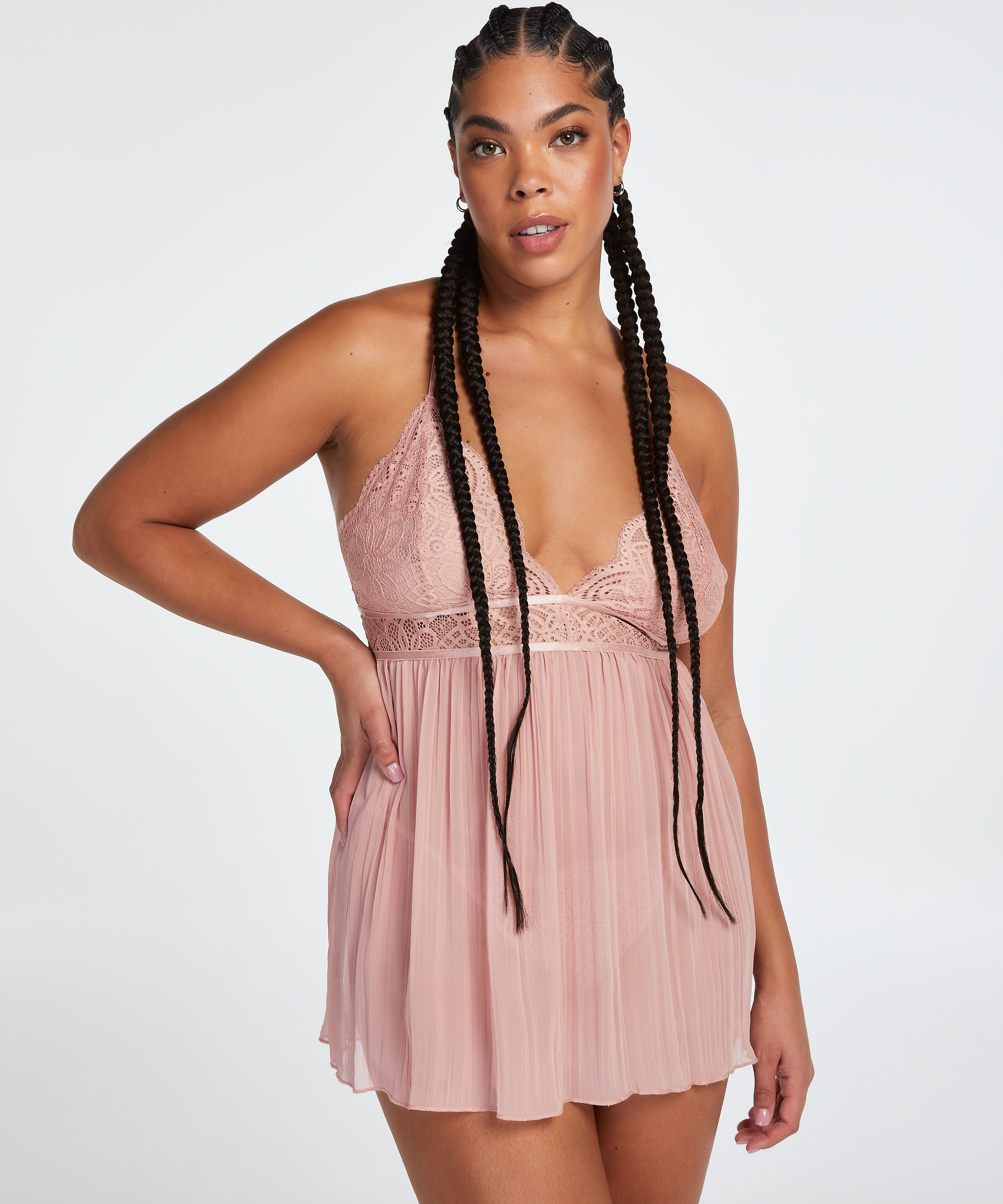 Chiffon babydoll, Beige, main