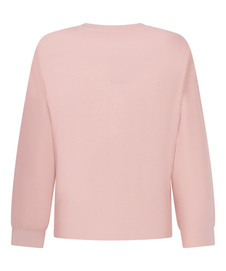 Top Waffle Henley, Pink