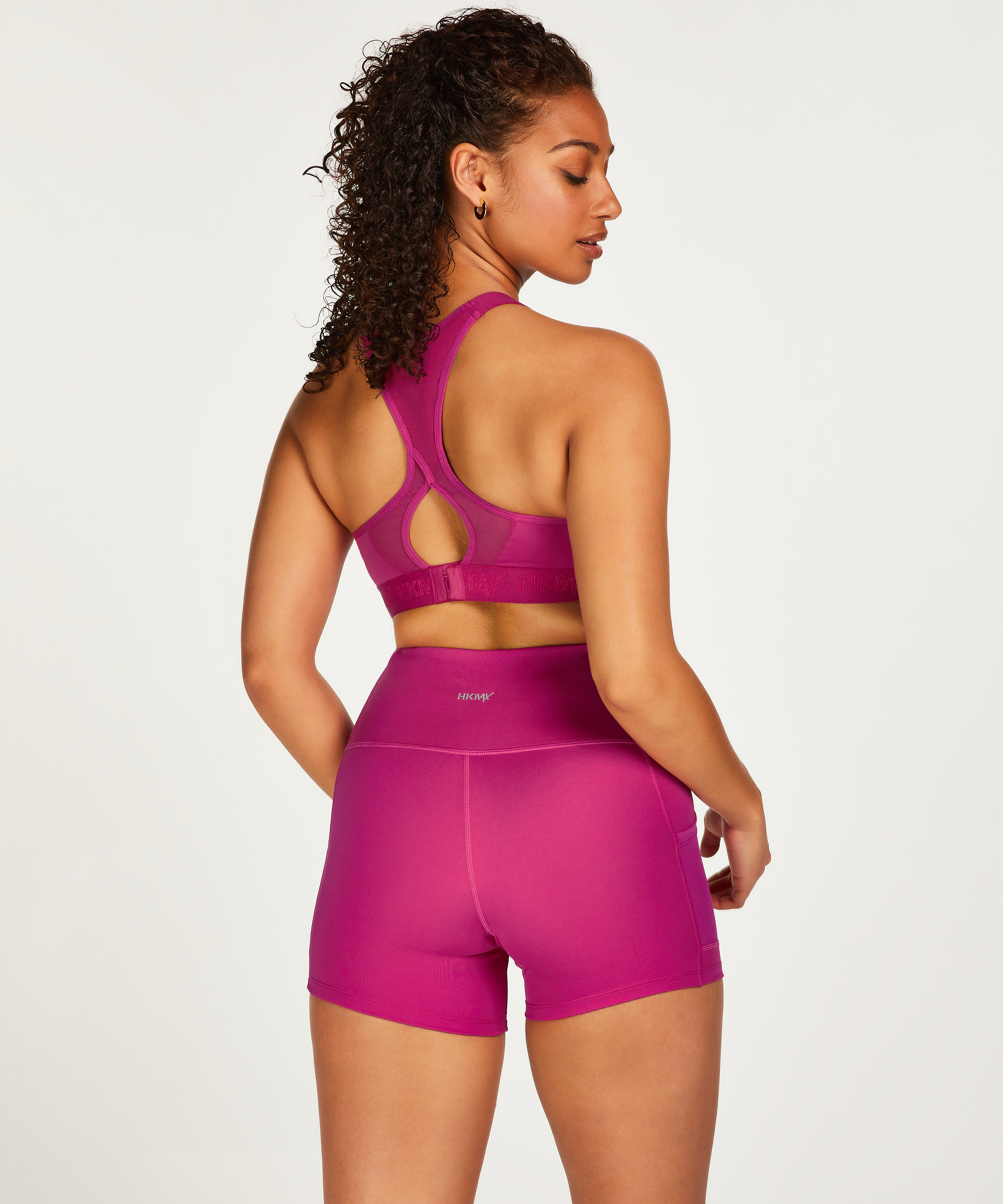 HKMX The Crop Logo Sports Bra Level 1, Pink, main