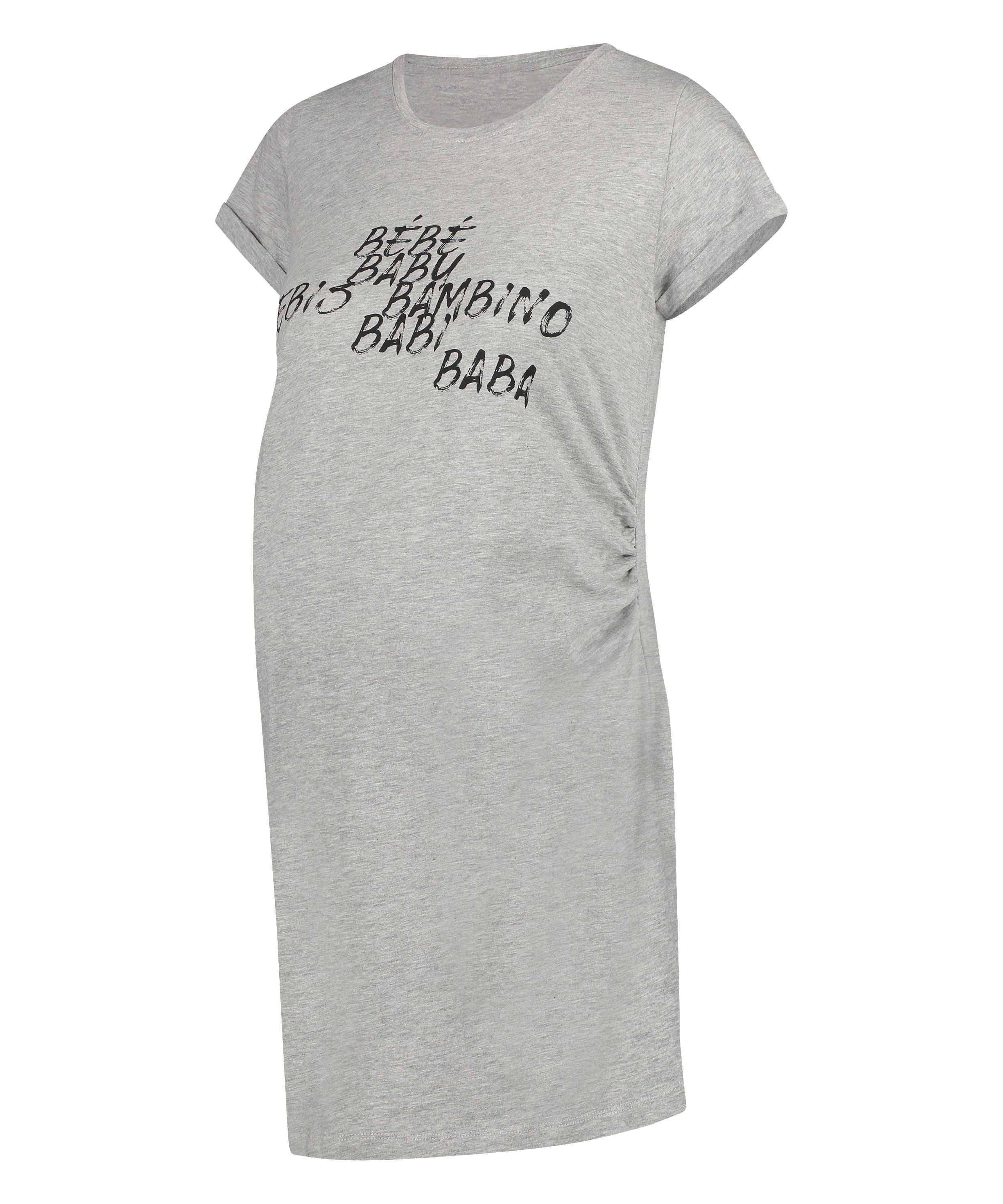 Short-Sleeved Maternity Nightshirt, Grey, main