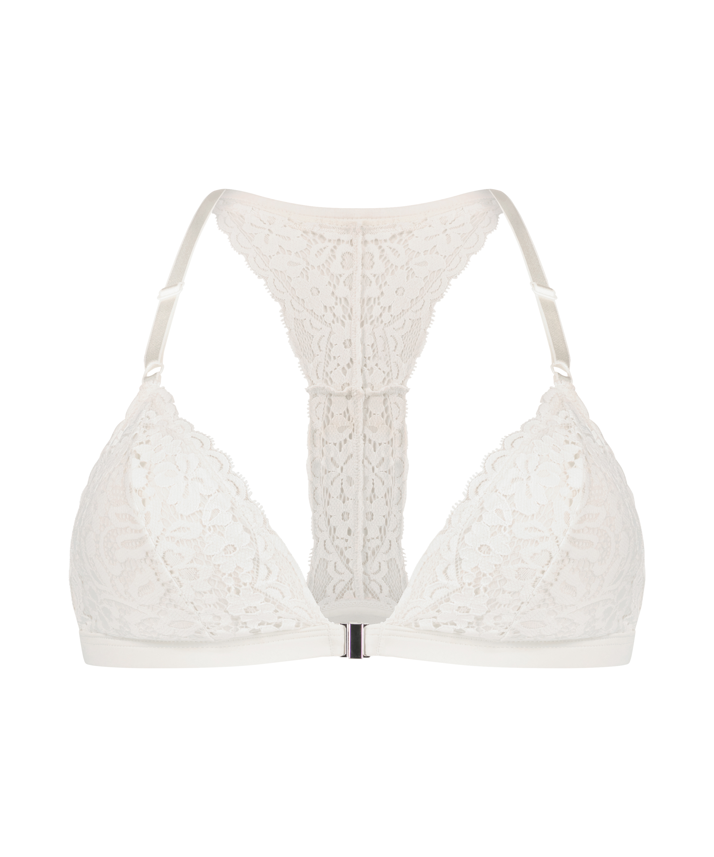 Rose Padded Triangle Bralette, White, main