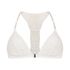 Rose Padded Triangle Bralette, White