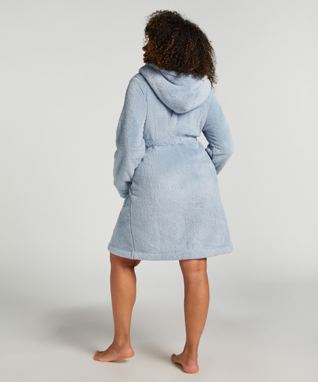 Fleece Bathrobe Short, Blue