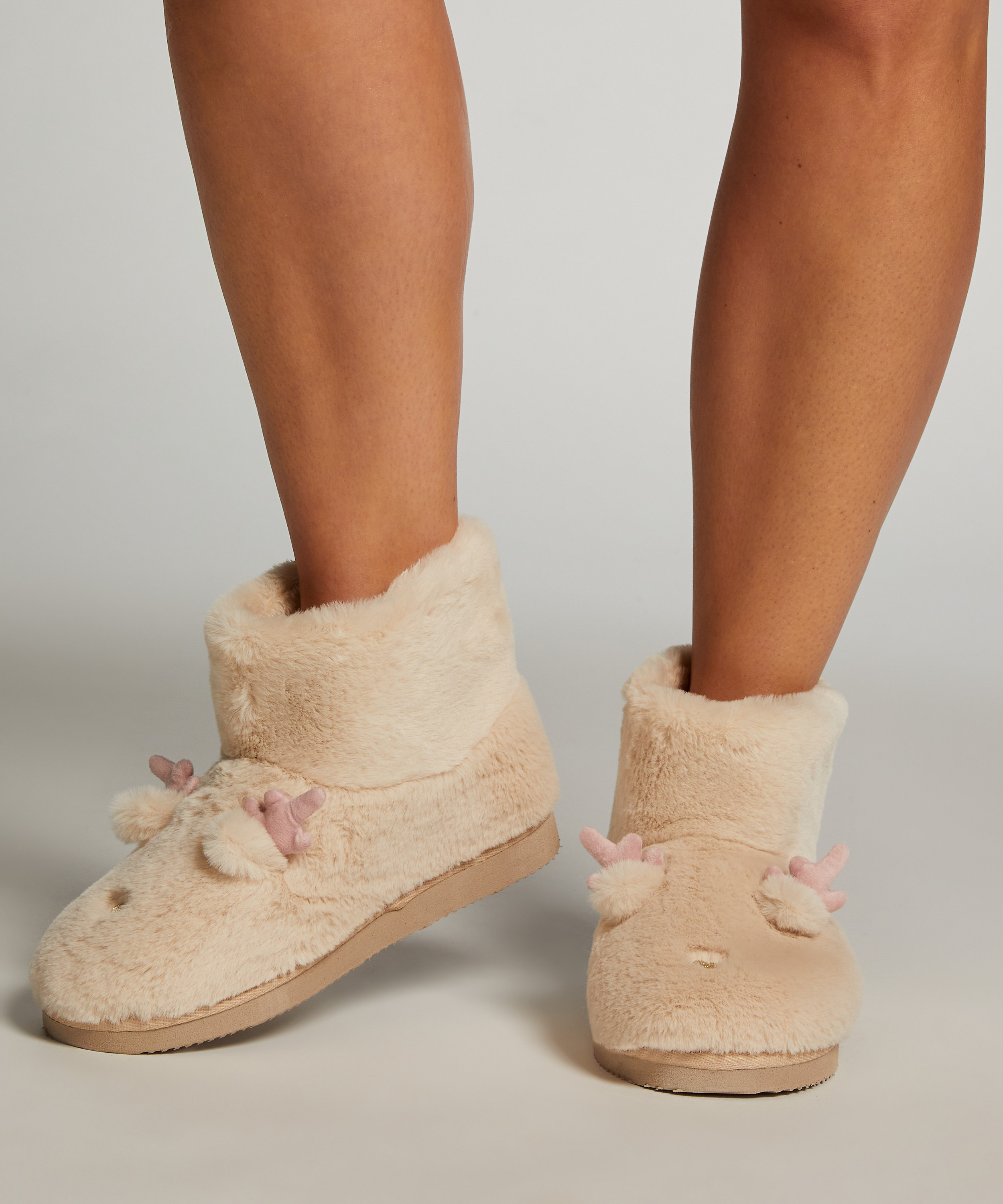 Reindeer Slippers, Beige, main