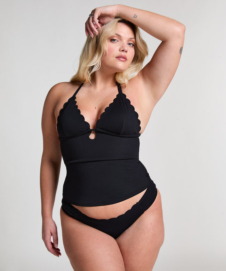 Scallop Rio Bikini Bottoms, Black