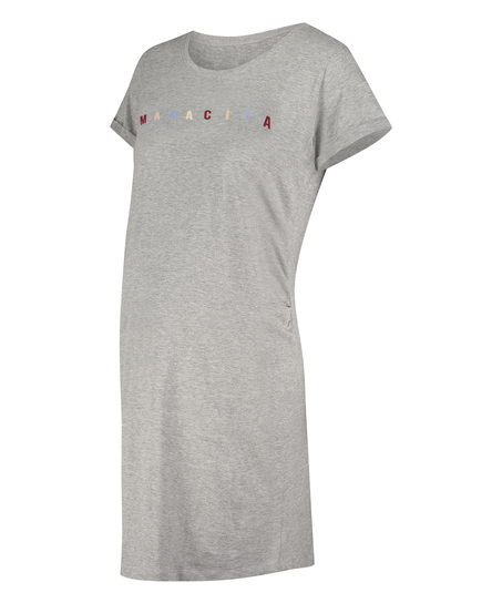 Short-Sleeved Maternity Nightshirt, Grey