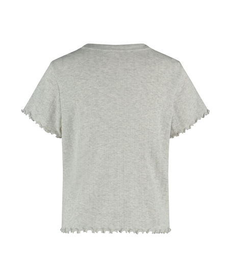 Loose-Fitting Short-Sleeved Pyjama Top, Beige