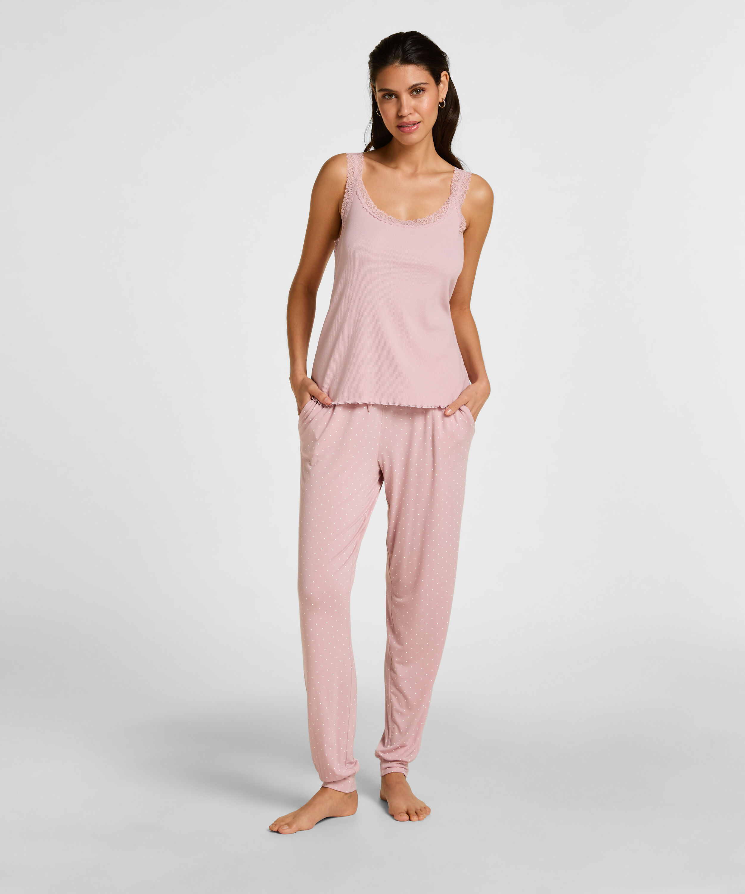 Singlet Rib Jersey Lace