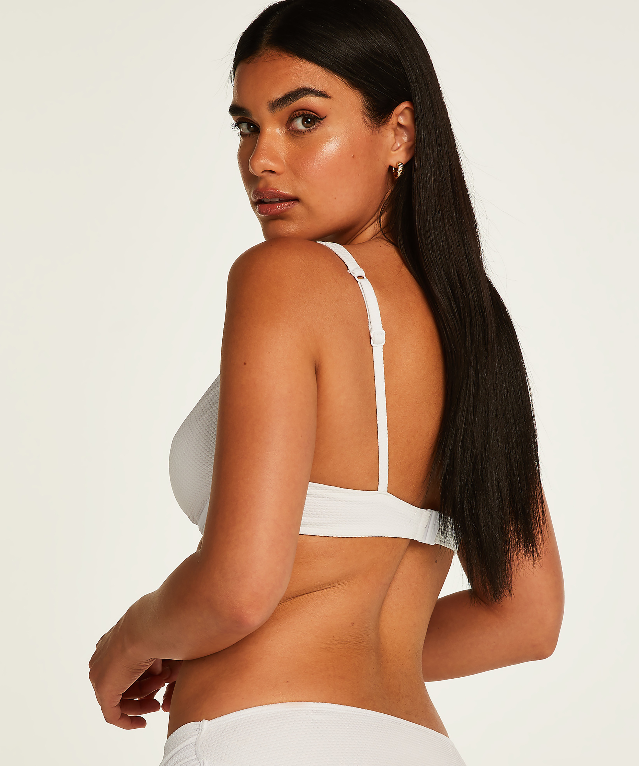 Scallop Non-Padded Underwired Bikini Top, White, main