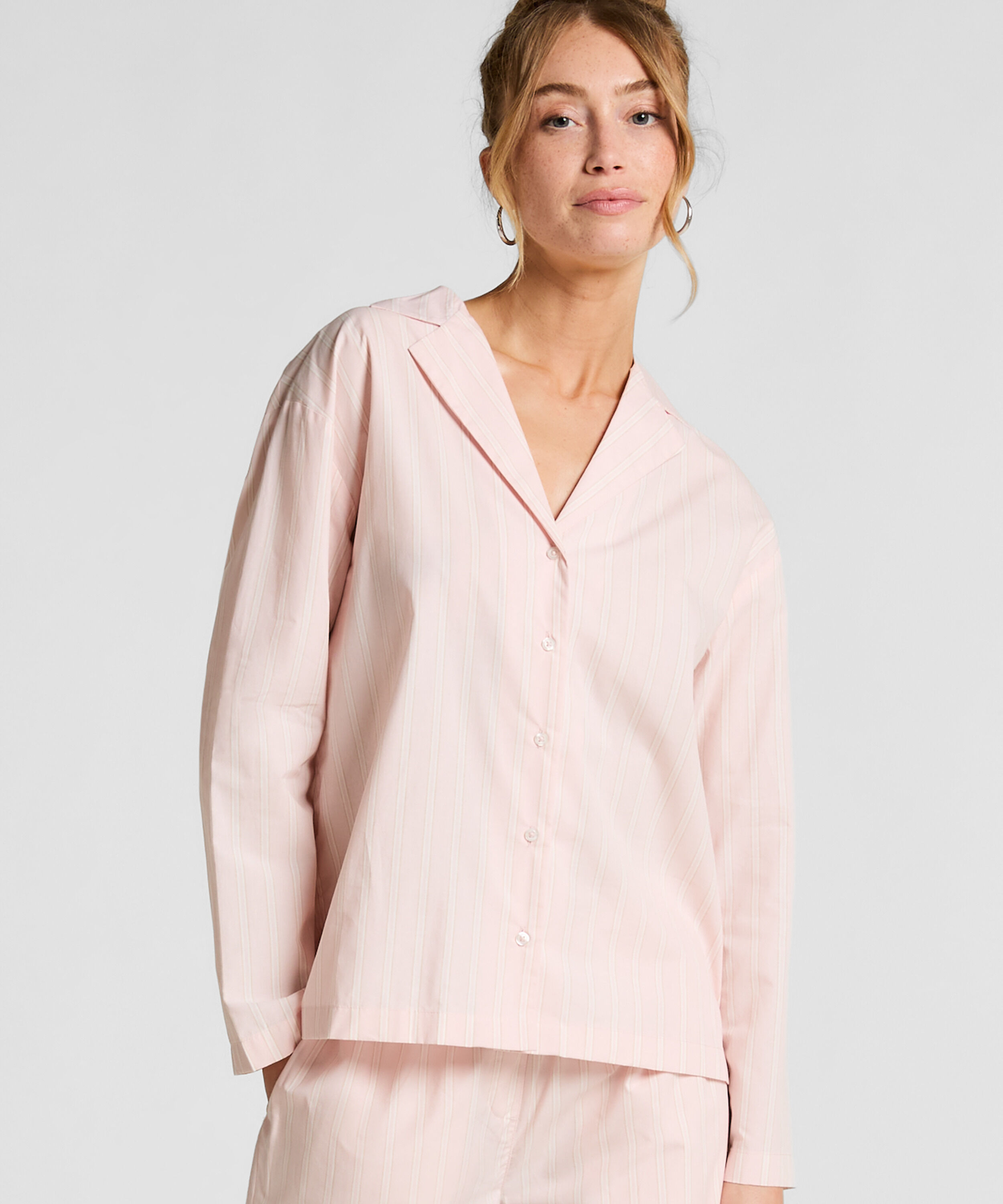 Poplin Cotton Pyjama Top, Pink
