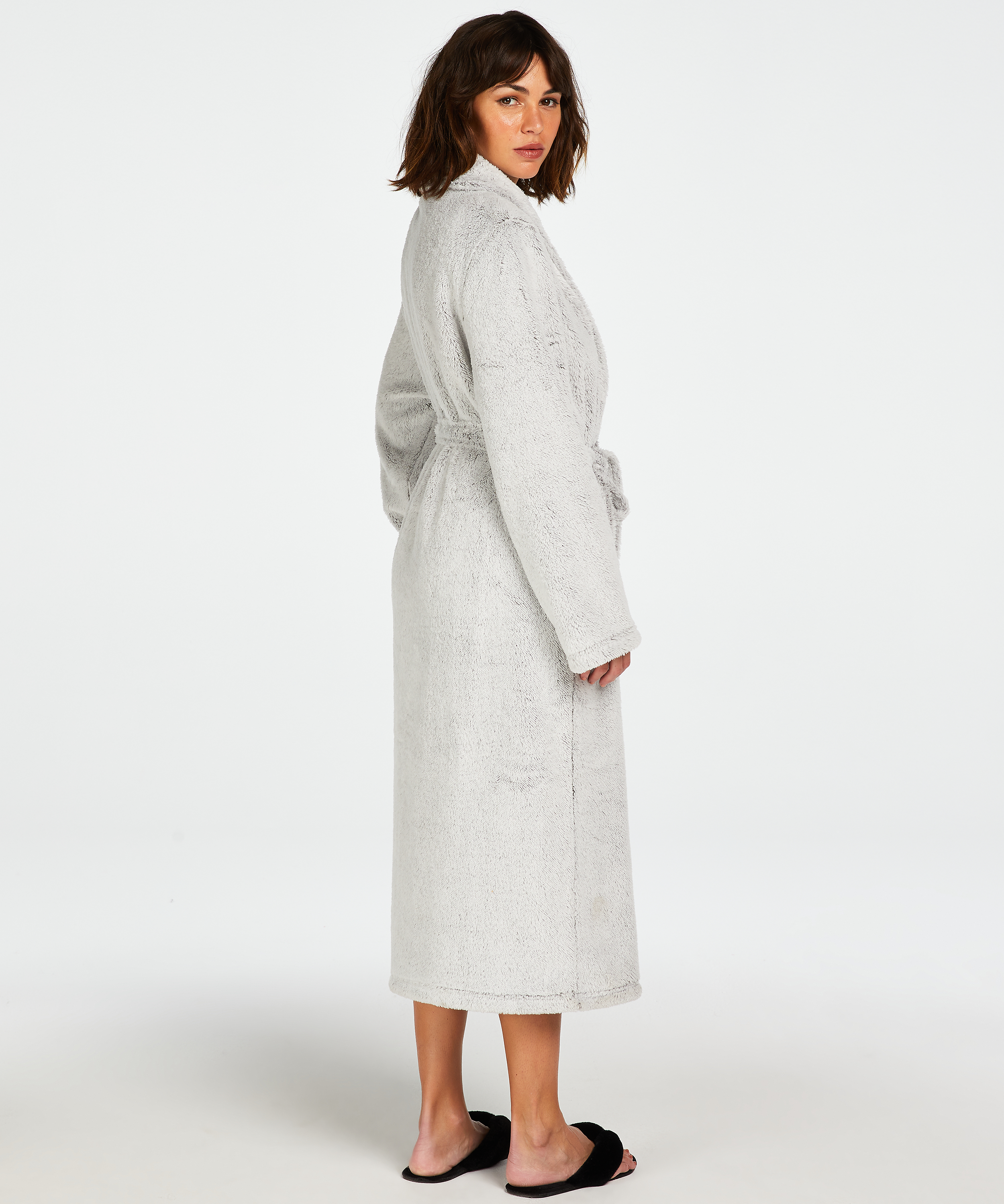 Fleece Bathrobe, Grey, main