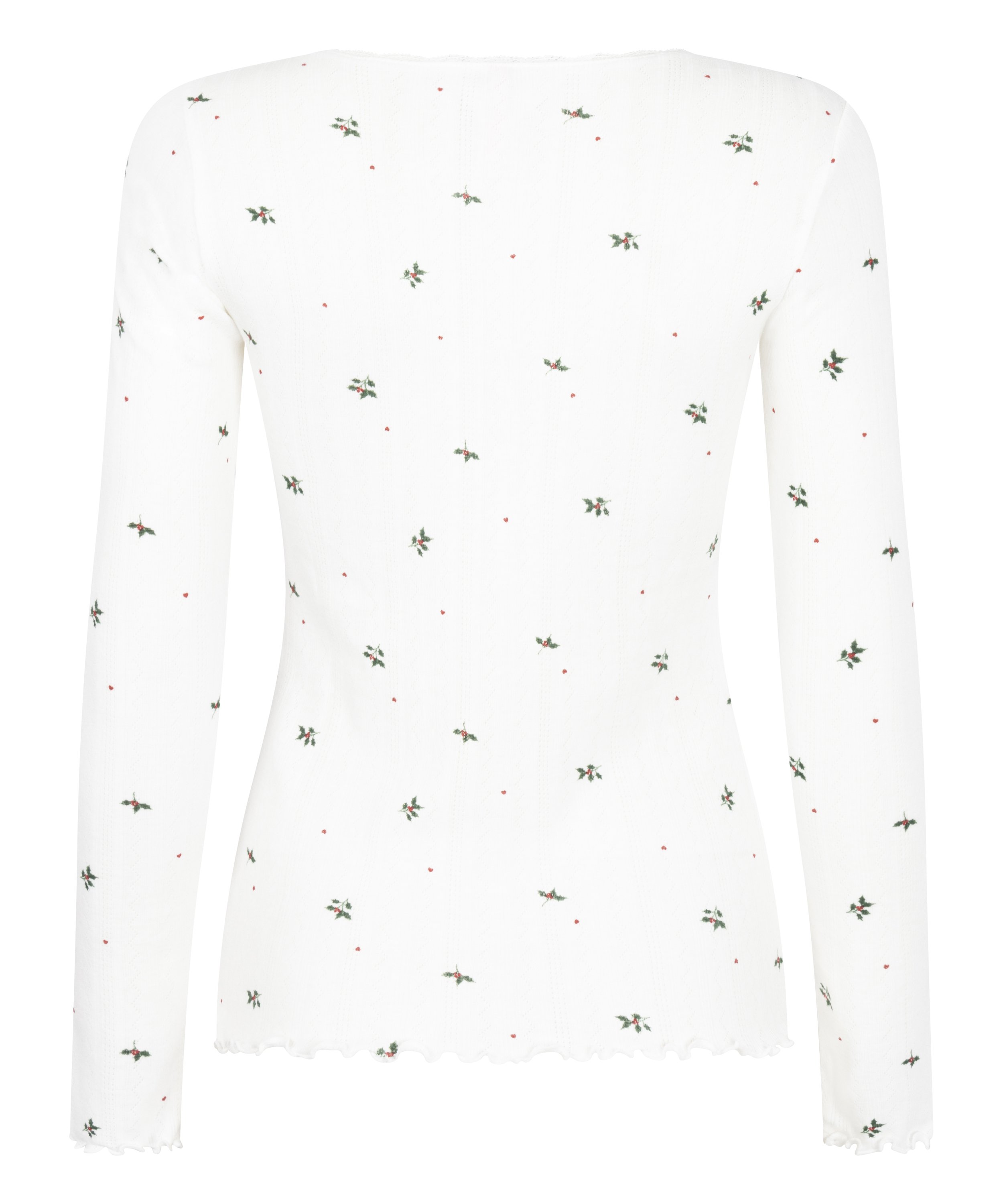 Pointelle Pyjama Top, White, main