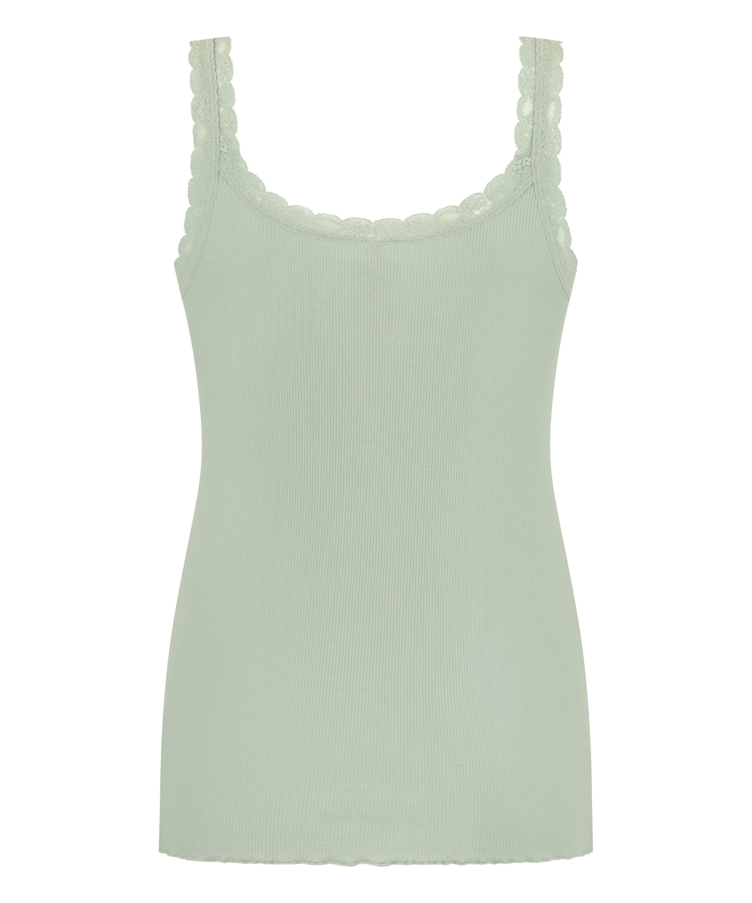 Singlet Rib Jersey Lace, Green, main