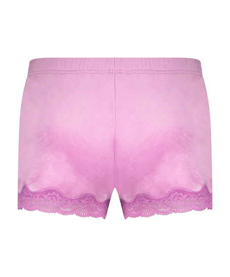 Velvet lace shorts, Pink