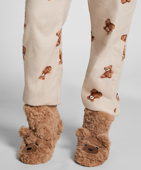 Slippers Teddy Bear, Beige