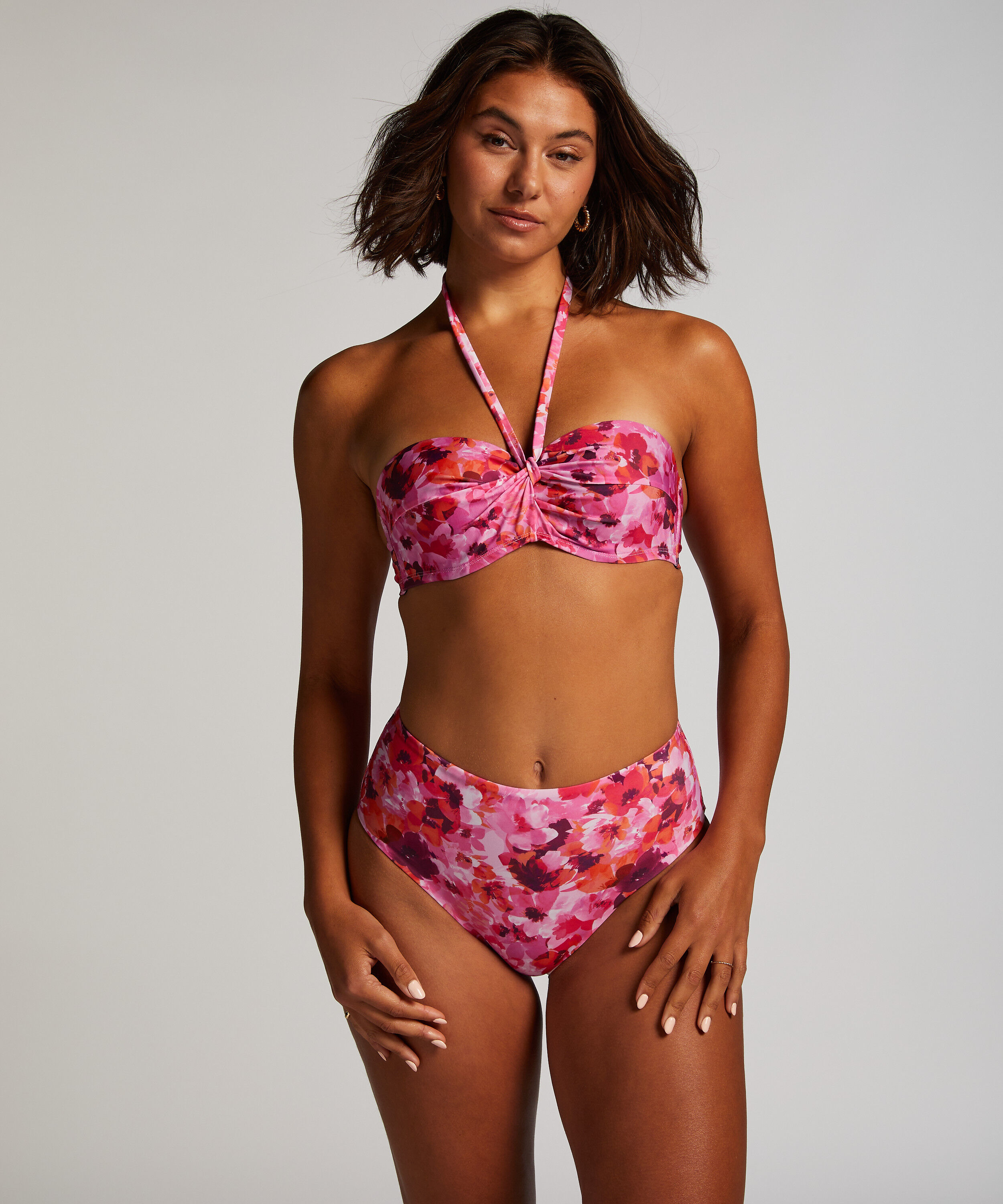 Floral Bikini Top Cup E +, Pink