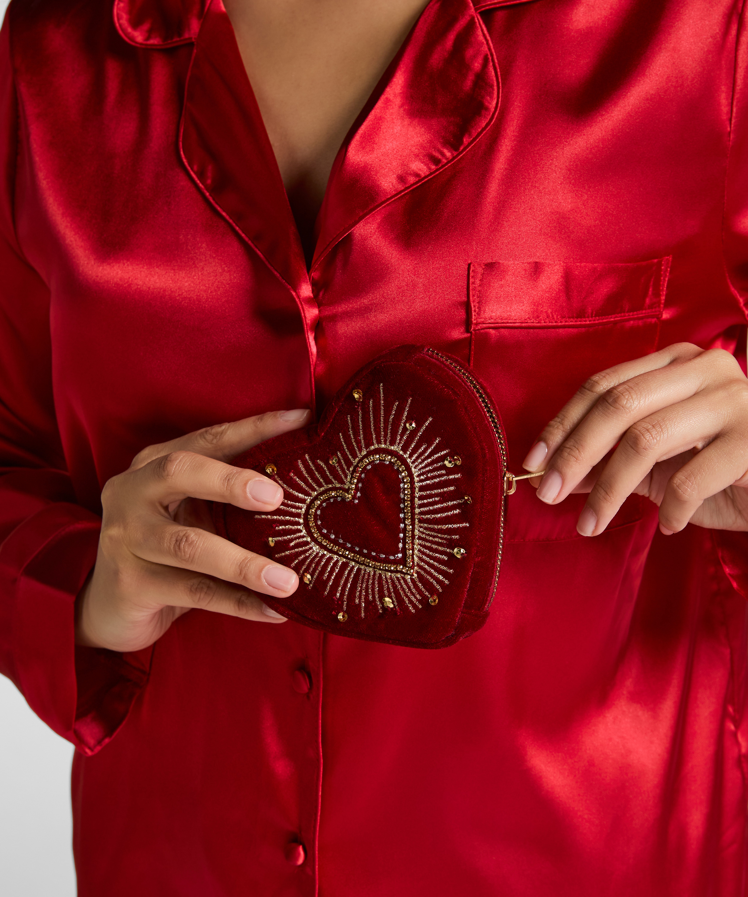 Heart Zip Purse, Red, main