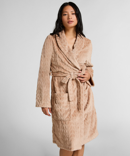 Robe Short Fleece, Beige