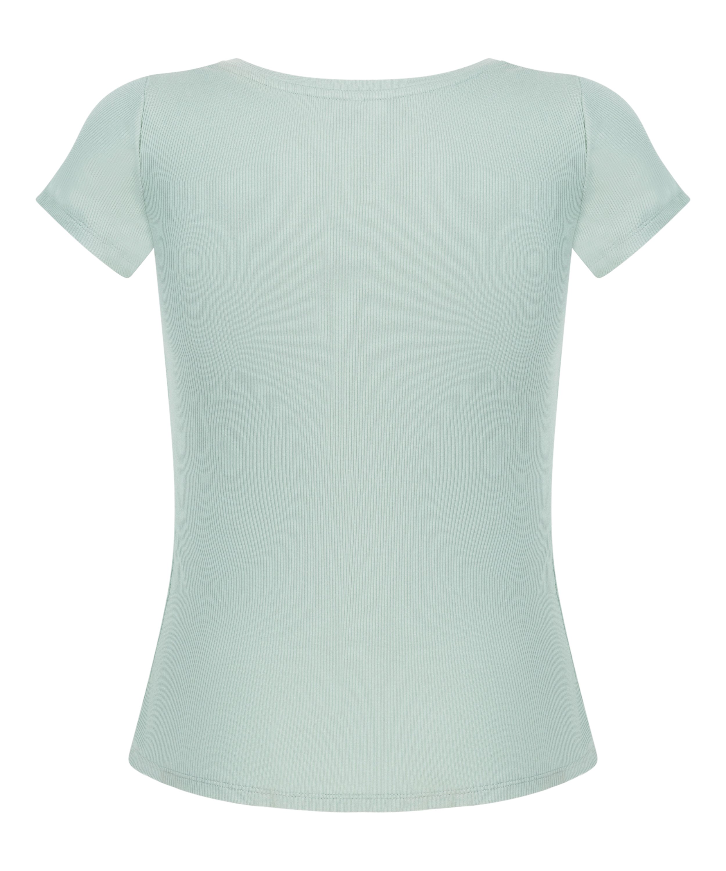 Ribbed Jersey Short-Sleeved Pyjama Top, Green, main