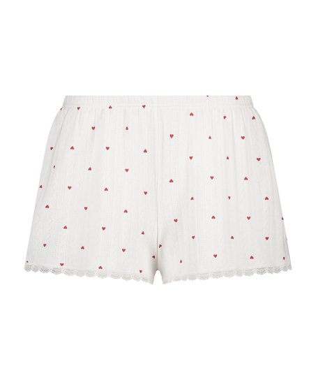 Pointelle Pyjama Shorts, White