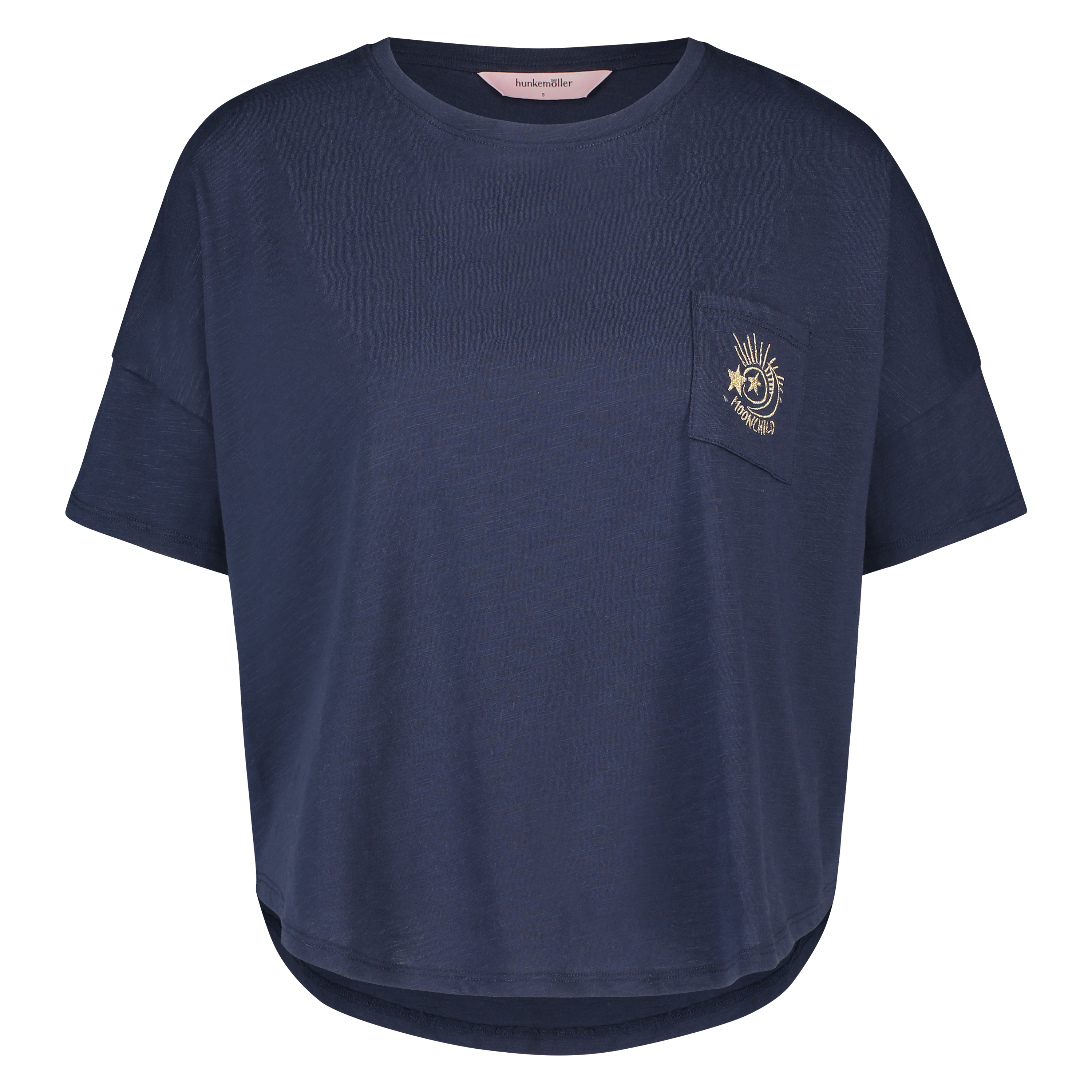 Loose-Fitting Short-Sleeved Pyjama Top, Blue, main