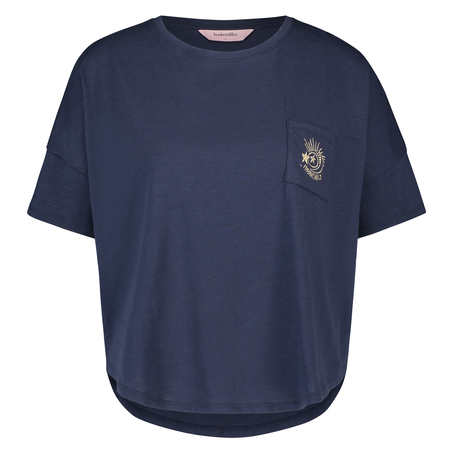 Loose-Fitting Short-Sleeved Pyjama Top, Blue