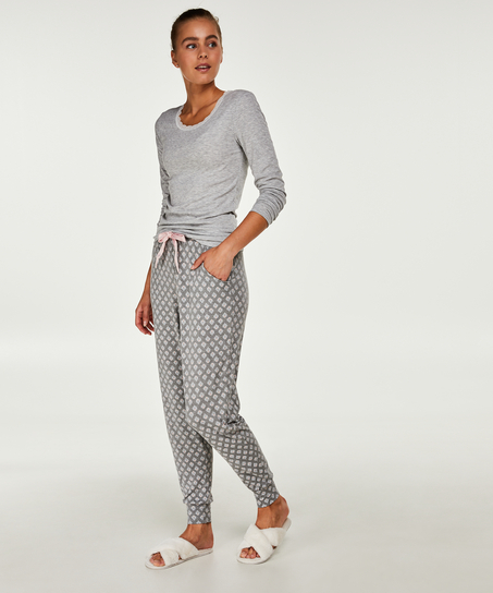 LS ribbed top R-neck, Grey