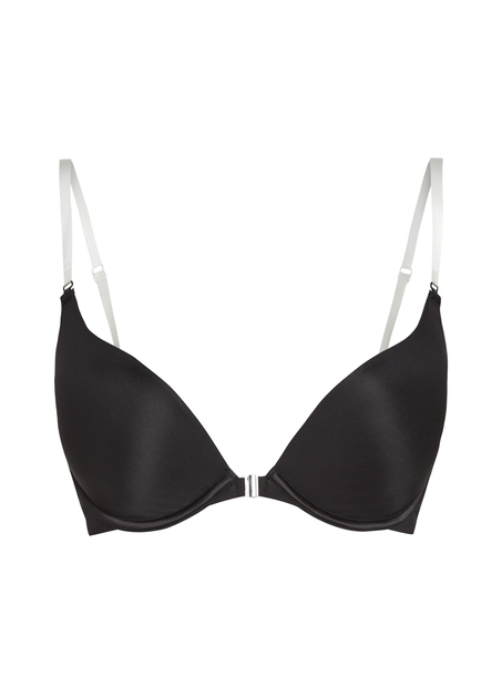 Transparant Padded Underwired Push-Up Bra, Black