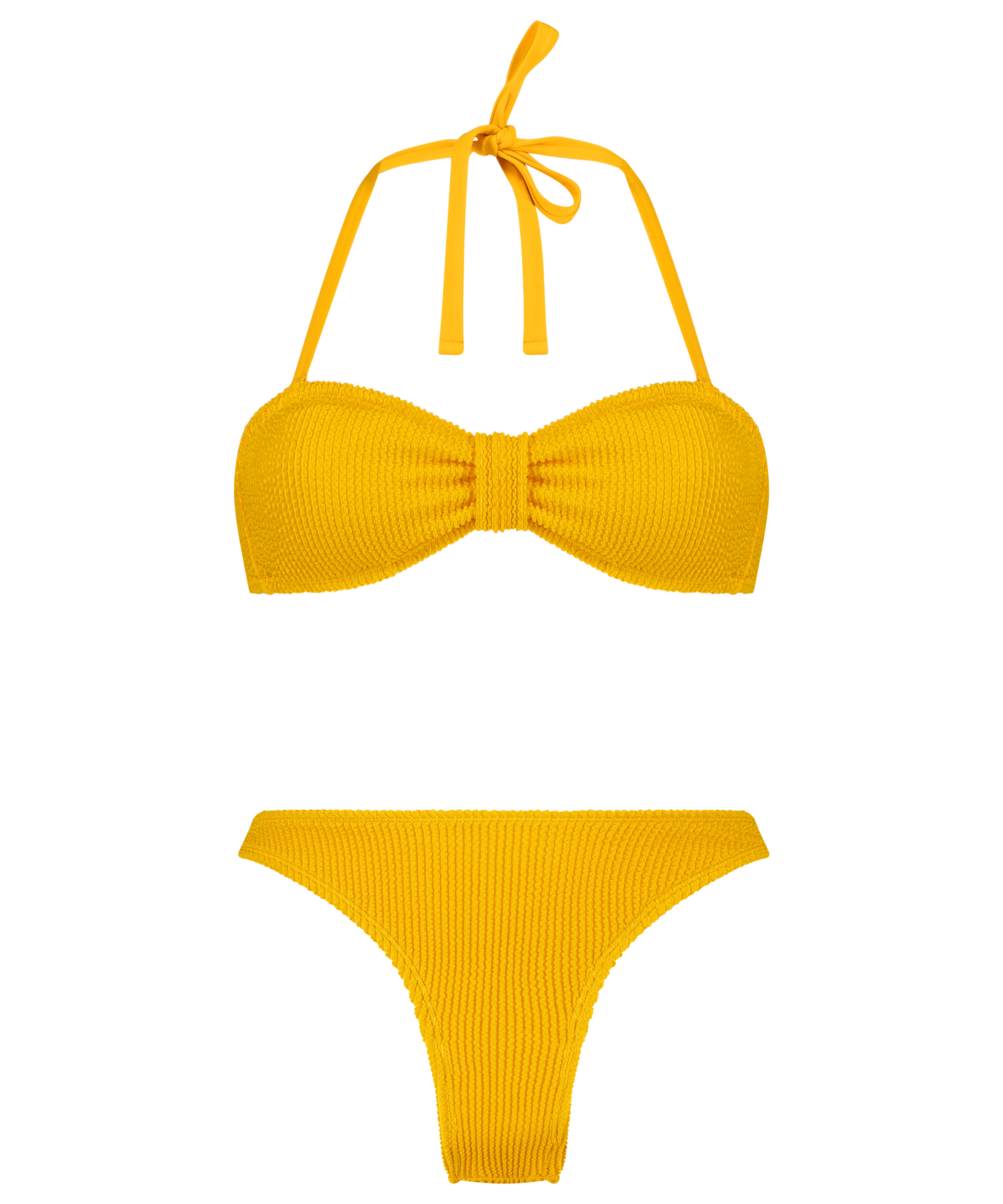 Crinkle Bikini Set, Yellow, main
