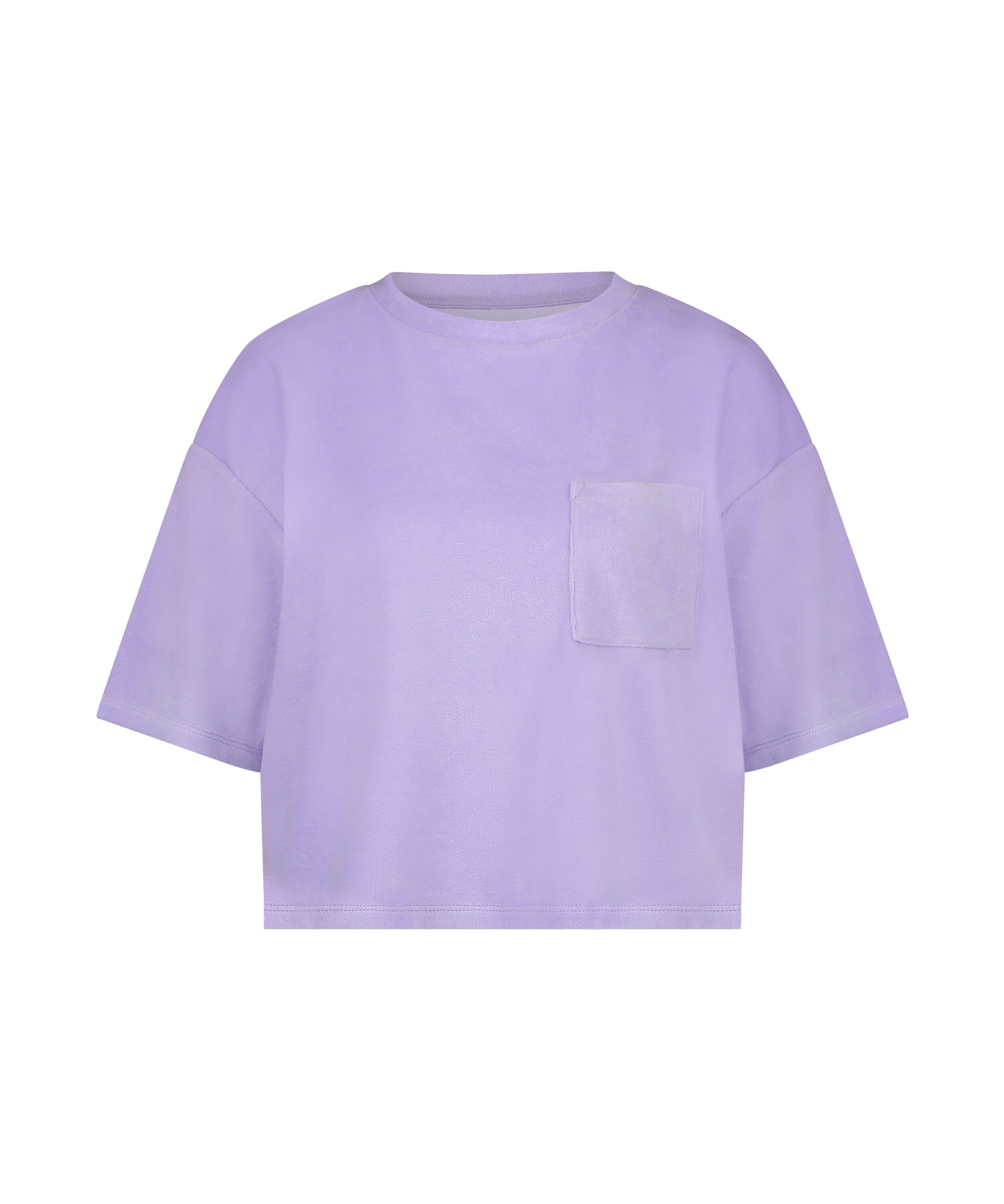 Short-sleeve velours top, Purple
